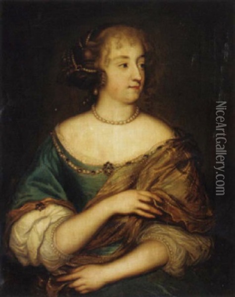 Portrait Of A Lady In A Blue Dress Oil Painting - Jacob Huysmans