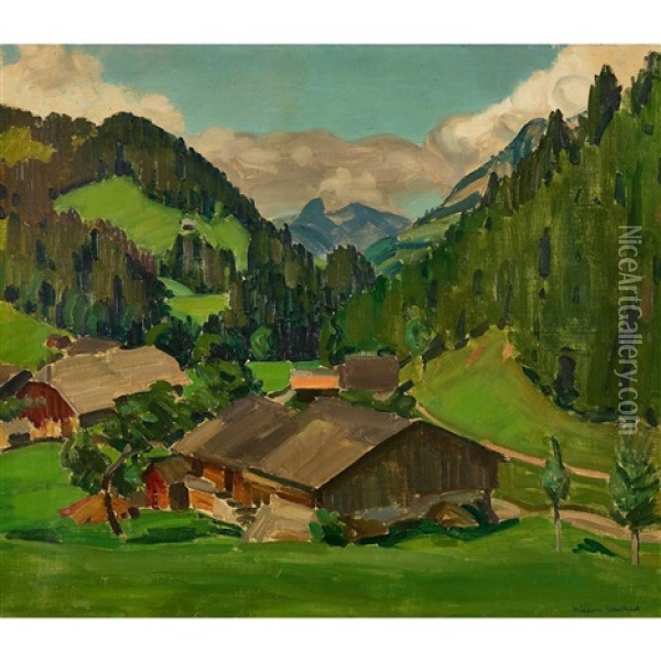 Sommerliche Landschaft Im Freiburgischen Oil Painting - Ernest Hiram Bruelhart