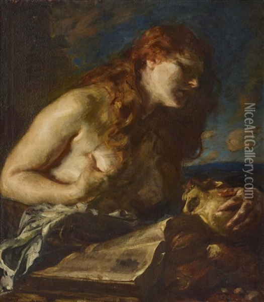 Busende Maria Magdalena Oil Painting - Carl von Marr