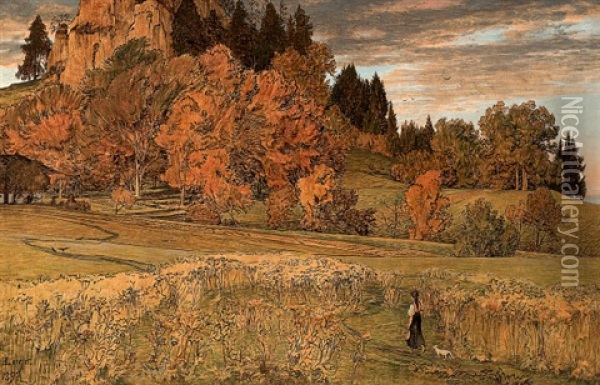 Herbstlandschaft Oil Painting - Emil Lugo