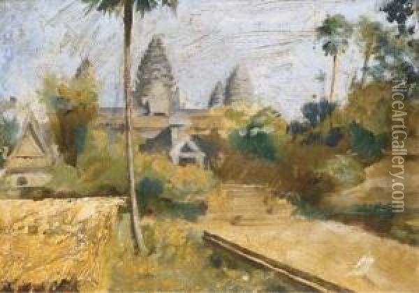 Angkor Vat Oil Painting - Louis Dumoulin