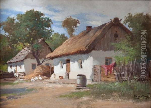 Bauerngehoft Oil Painting - Gyula, Julius Zorkoczy