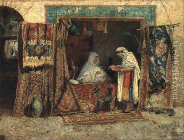 An Oriental Shop Oil Painting - Addison Thomas Millar