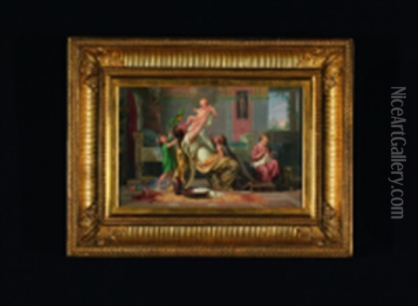 Deux Scenes Pompeiennes (2 Works) Oil Painting - Felix Fossey