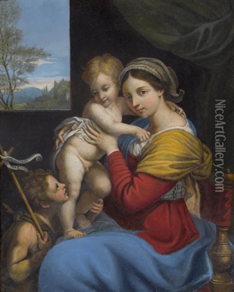 Madonna Mit Jesus Und Johannes Dem Taufer Oil Painting - Annibale Carracci