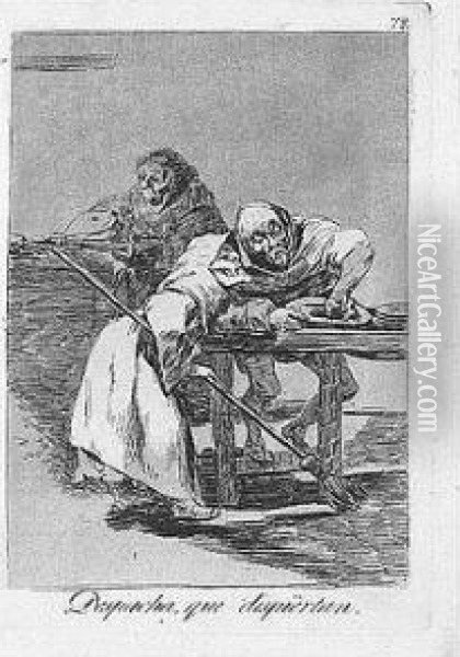 Tantalo; And Despacha, Que Dispiertan (delteil 46, Harris 44; And D.115, H.113) Oil Painting - Francisco De Goya y Lucientes