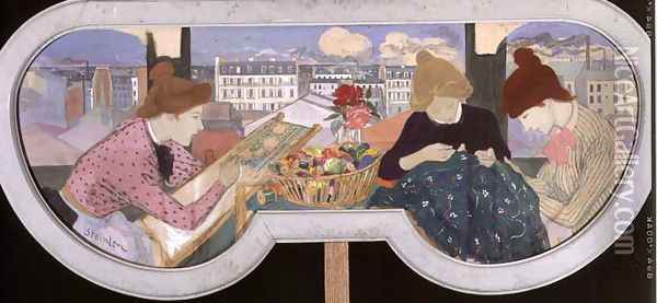 Three Women Working Oil Painting - Theophile Alexandre Steinlen