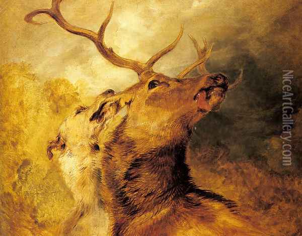 Stag and Hound Oil Painting - Sir Edwin Henry Landseer