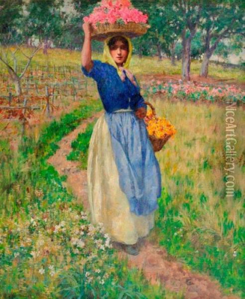 Flower Seller Oil Painting - George Hitchcock