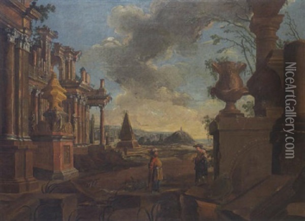 Landschaft Mit Antiken Ruinen Oil Painting - Francesco Arculario