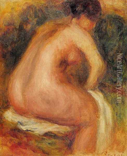 Seated Female Nude Oil Painting - Pierre Auguste Renoir