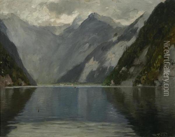Bergsee. Oil Painting - Josef Wopfner