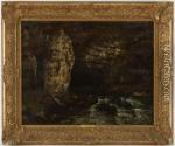 Source Dans Les Rochers Oil Painting - Gustave Courbet