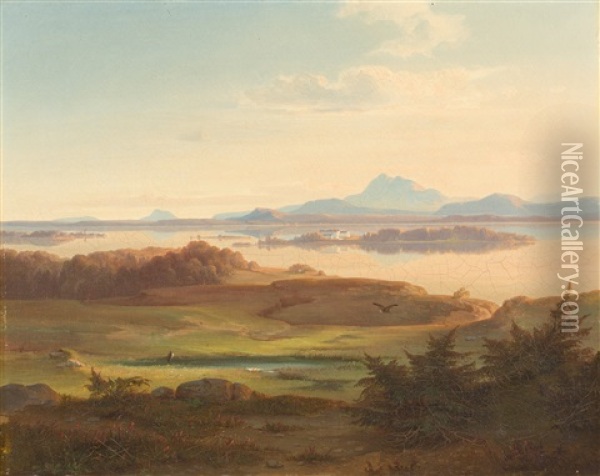 Blick Auf Den Chiemsee Oil Painting - Johann Felix Von Schiller
