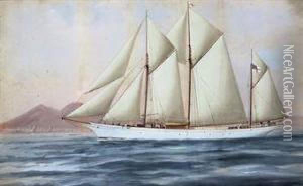 The Royal Yacht Squadron's Three-masted Schooner Oil Painting - Antonio de Simone