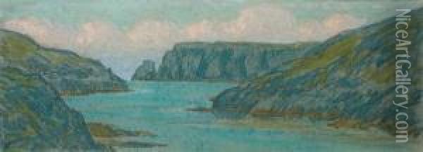 Port De Ster Houen, Belle-ile Oil Painting - Jean-Francis Auburtin
