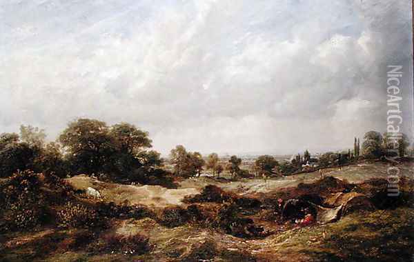 Study from Nature, Hampstead Heath, 184 Oil Painting - George Barrell Willcock