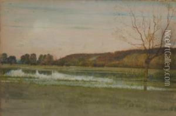 Study Near Medmenham, Valley Of The Thames Oil Painting - Walter Crane