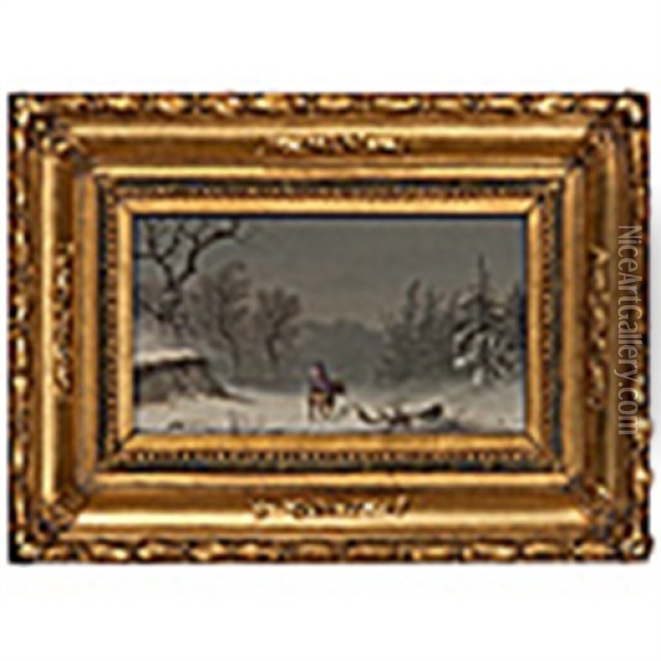 Winter Scene With Lone Figure Oil Painting - William van de Bonfield