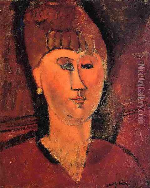 Head of Red-Haired Woman Oil Painting - Amedeo Modigliani
