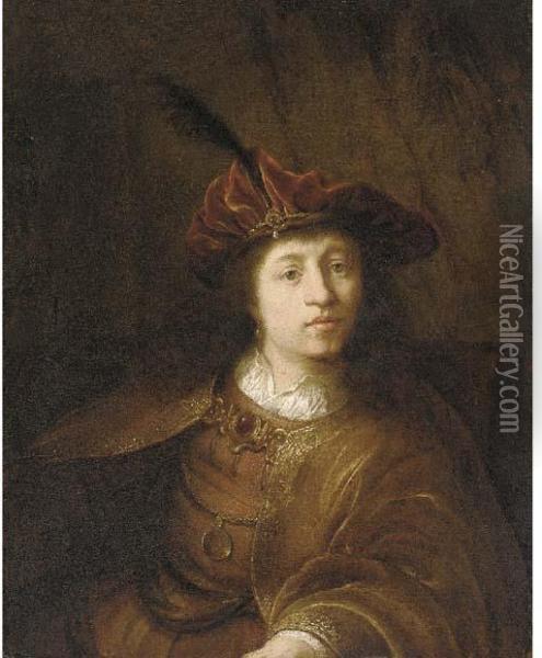 A Young Man In Oriental Costume Oil Painting - Rembrandt Van Rijn