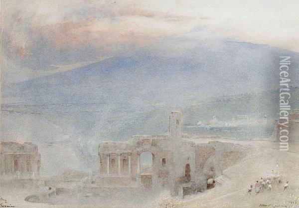 View Of Mount Etna From Thormina Oil Painting - Albert Goodwin