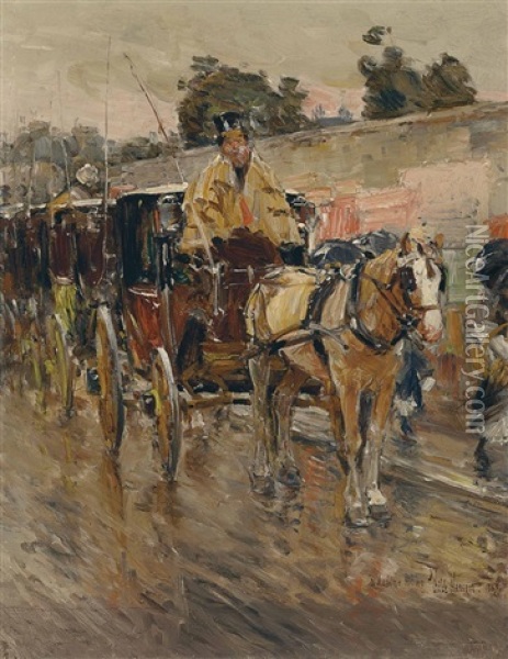 The Old Paris Cab Stand Oil Painting - Childe Hassam