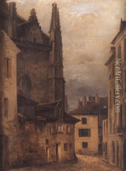 Vue D'une Ville De Province Oil Painting - Hippolyte Jean Baptiste Garneray