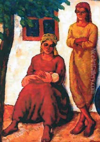 Gypsies from Dobruja (1927) Oil Painting - Stefan Dimitrescu