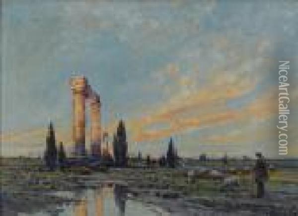 Ruins At Dawn Oil Painting - Arthur Vidal Diehl