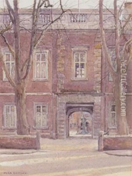 Two Views Of Eton College Oil Painting - Nora Davison