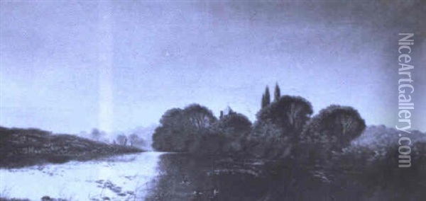 Spring, Thames Oil Painting - Edwin Henry Boddington