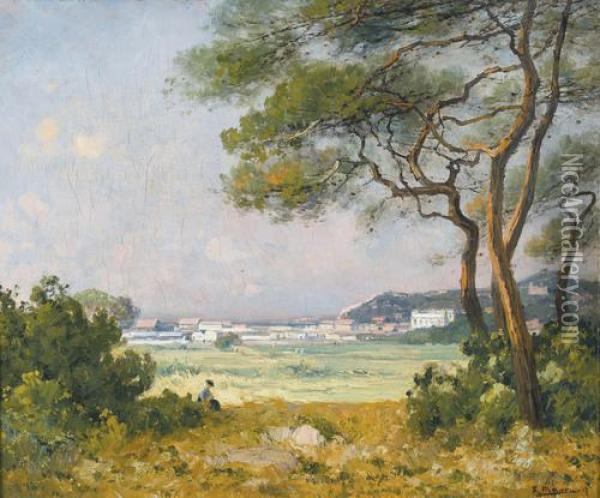Sudliche Landschaft Mit Sitzender Dame Oil Painting - Francois Maury