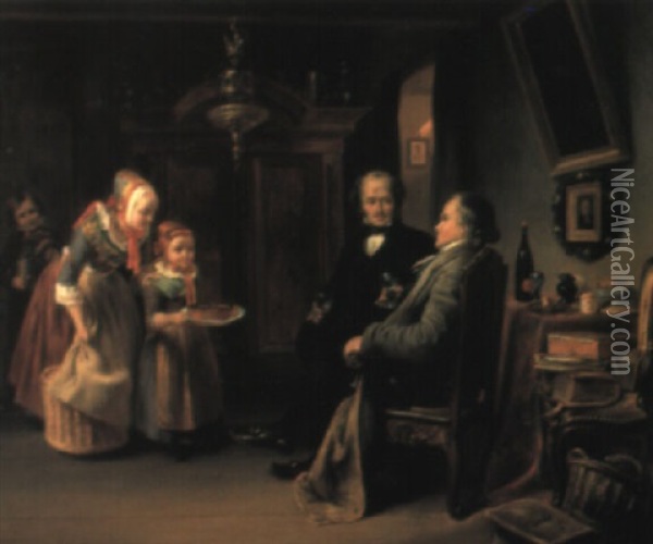 Der Geburtstag Oil Painting - Carl Wilhelm Huebner