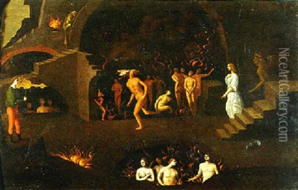 Orpheus In Hell Oil Painting - Lorenzo Leonbruno