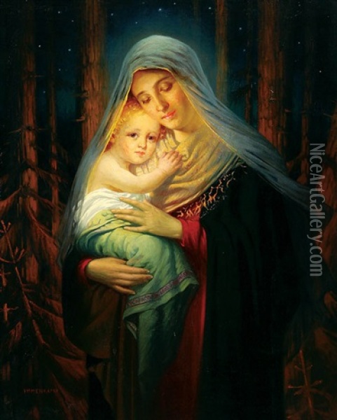 Madonna And Child Oil Painting - Wilhelm Immenkamp