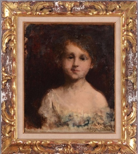 Portrait Of A Child Oil Painting - Eugene Carriere