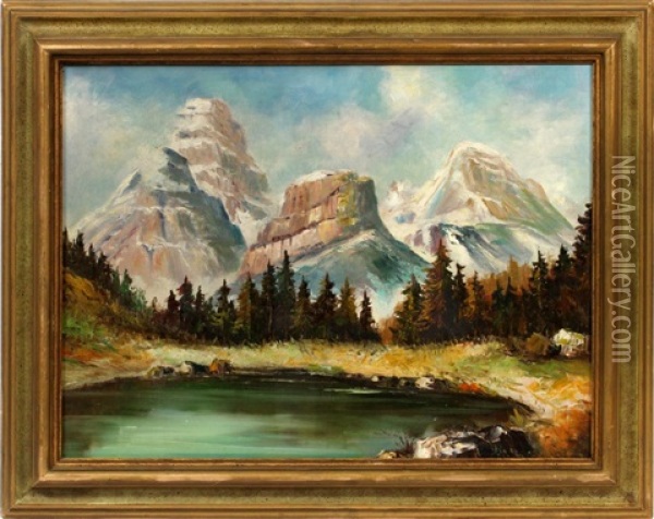 Mountain Landscape Oil Painting - Oskar Mulley