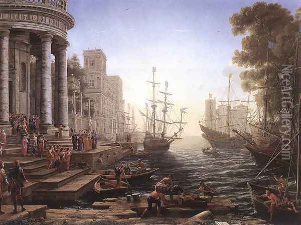 Port Scene with the Embarkation of St Ursula 1641 Oil Painting - Claude Lorrain (Gellee)