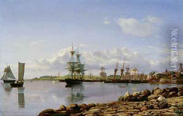 Shipping off a Baltic Port Oil Painting - Carl E. & Neumann, Carl Johan Larsen