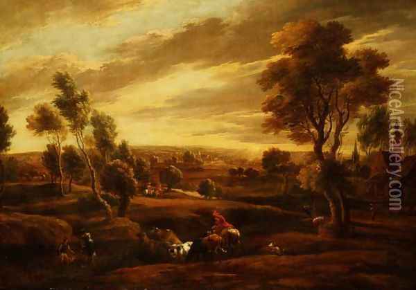 Extensive wooded landscape Oil Painting - (follower of) Rubens, Peter Paul