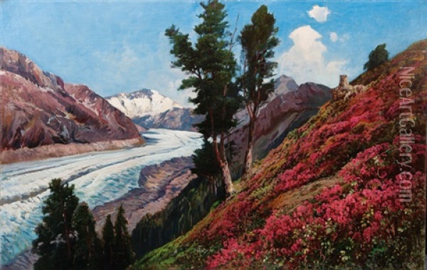Glacier Of The Grosglockner Oil Painting - Karl Vikas