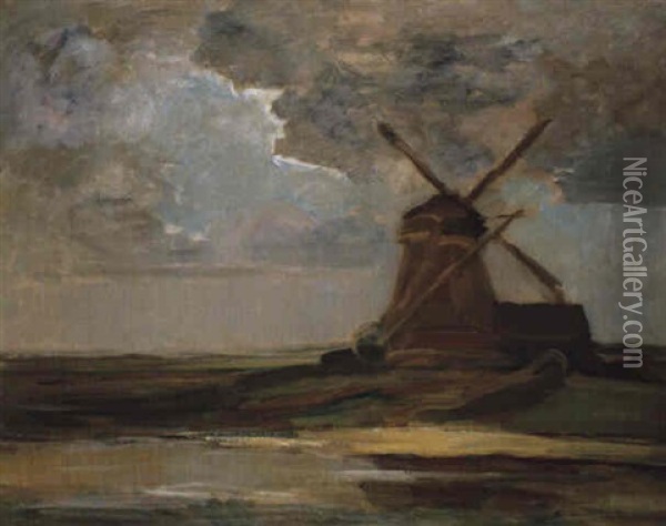The French Mill On The River Gein Oil Painting - Piet Mondrian