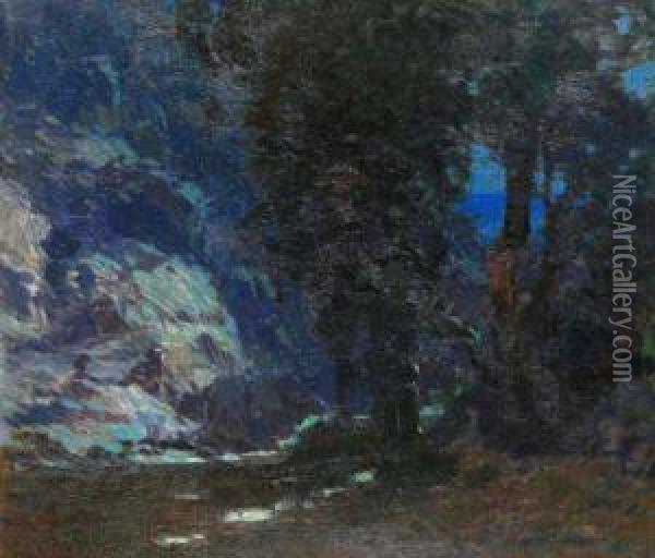 A Valley In Moonlight Oil Painting - Roman Havelka