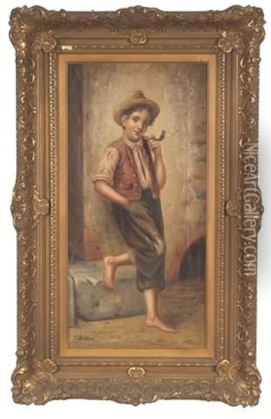 The Child Smoker Oil Painting - Francois Xavier Bricard