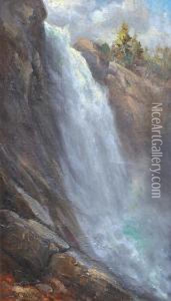 Yosemite Waterfall Oil Painting - Thomas Hill