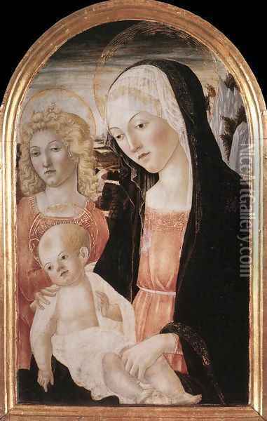 Madonna and Child with an Angel c. 1471 Oil Painting - Francesco Di Giorgio Martini