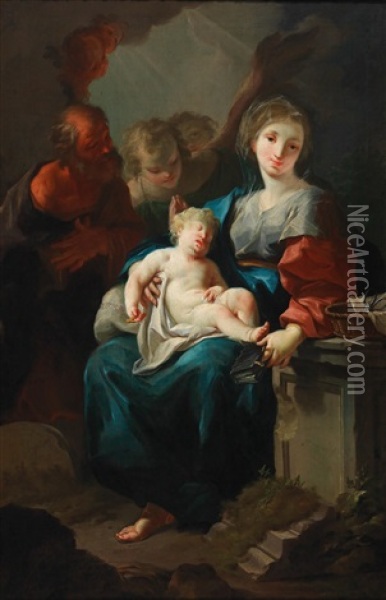 The Holy Family With The Sleeping Christ Child Oil Painting - Paul Troger