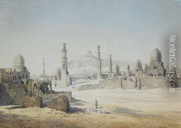 Noord-afrikaans Stadsgezicht In De Woestijn Oil Painting - Friedrich Otto Georgi