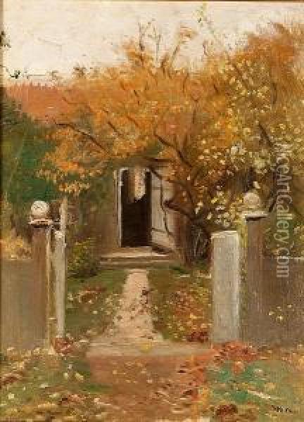 The Entrance To The Artist's House At Skagen Oil Painting - Michael Ancher
